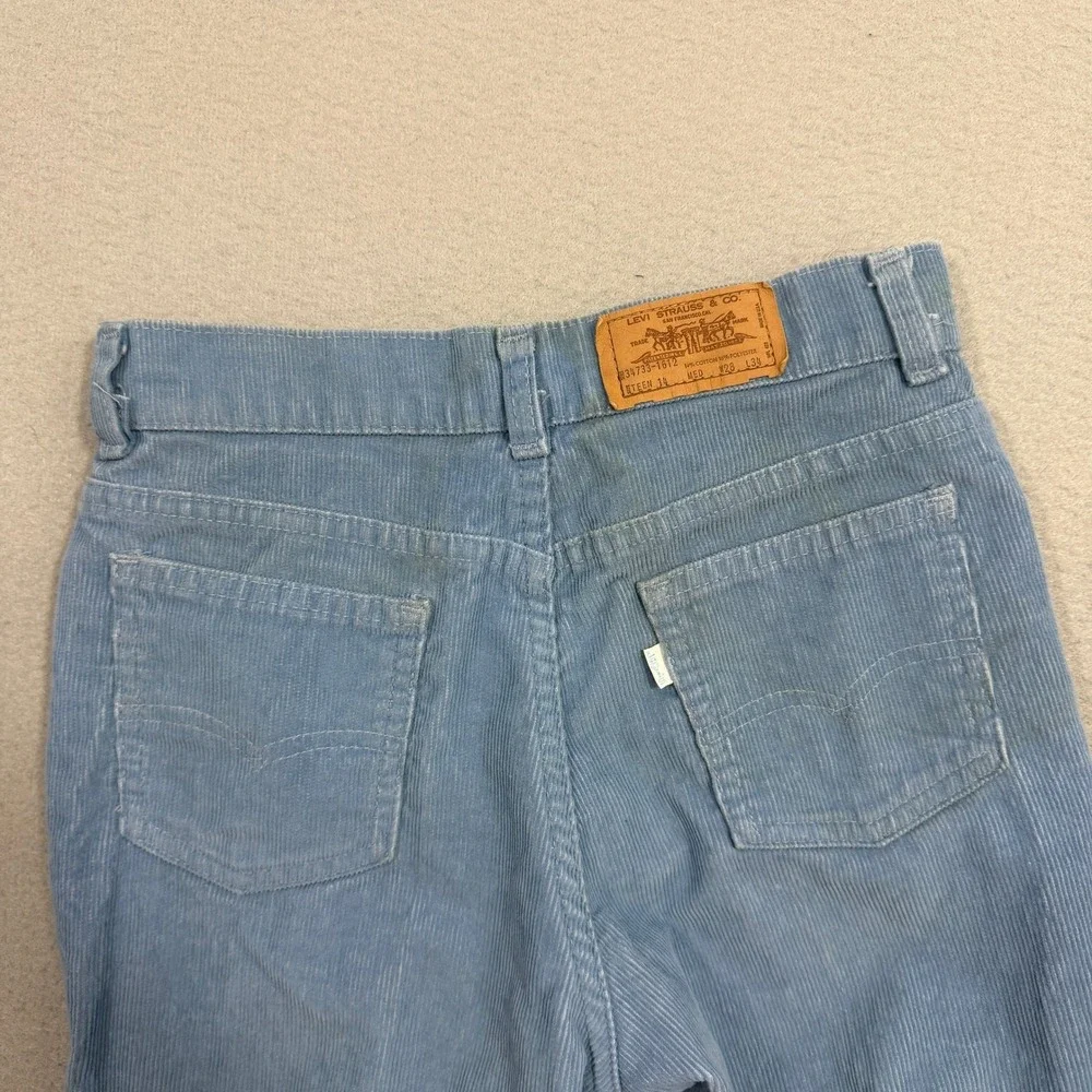 Vintage Levis Corduroy Pants Teen 28x34 USA Made 70s High Waist Flare Bootcut